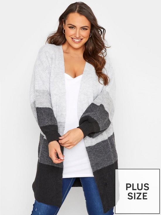 front image of yours-fluffy-colourblock-cardigan-mono