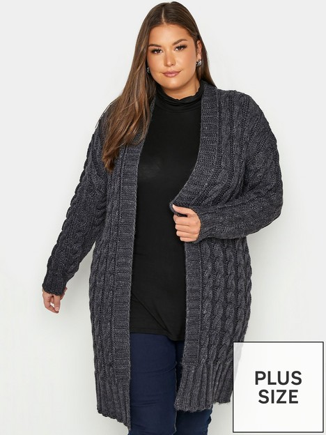 yours-cable-rib-cardigan-grey