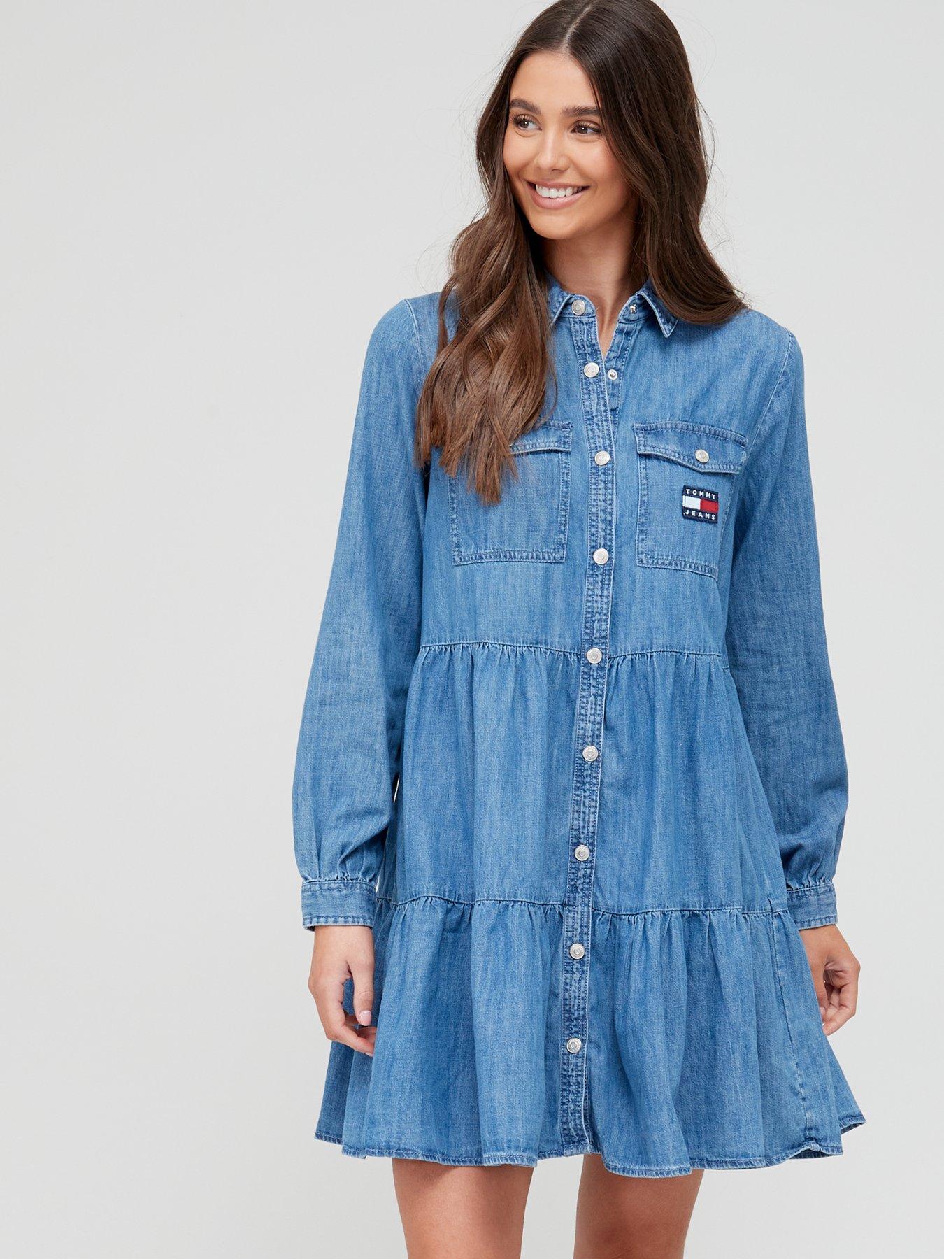 Her lip to Denim Effect Ruffled Dress | vrealitybolivia.com