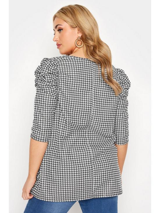 stillFront image of yours-puff-sleeve-a-line-dogstooth-top