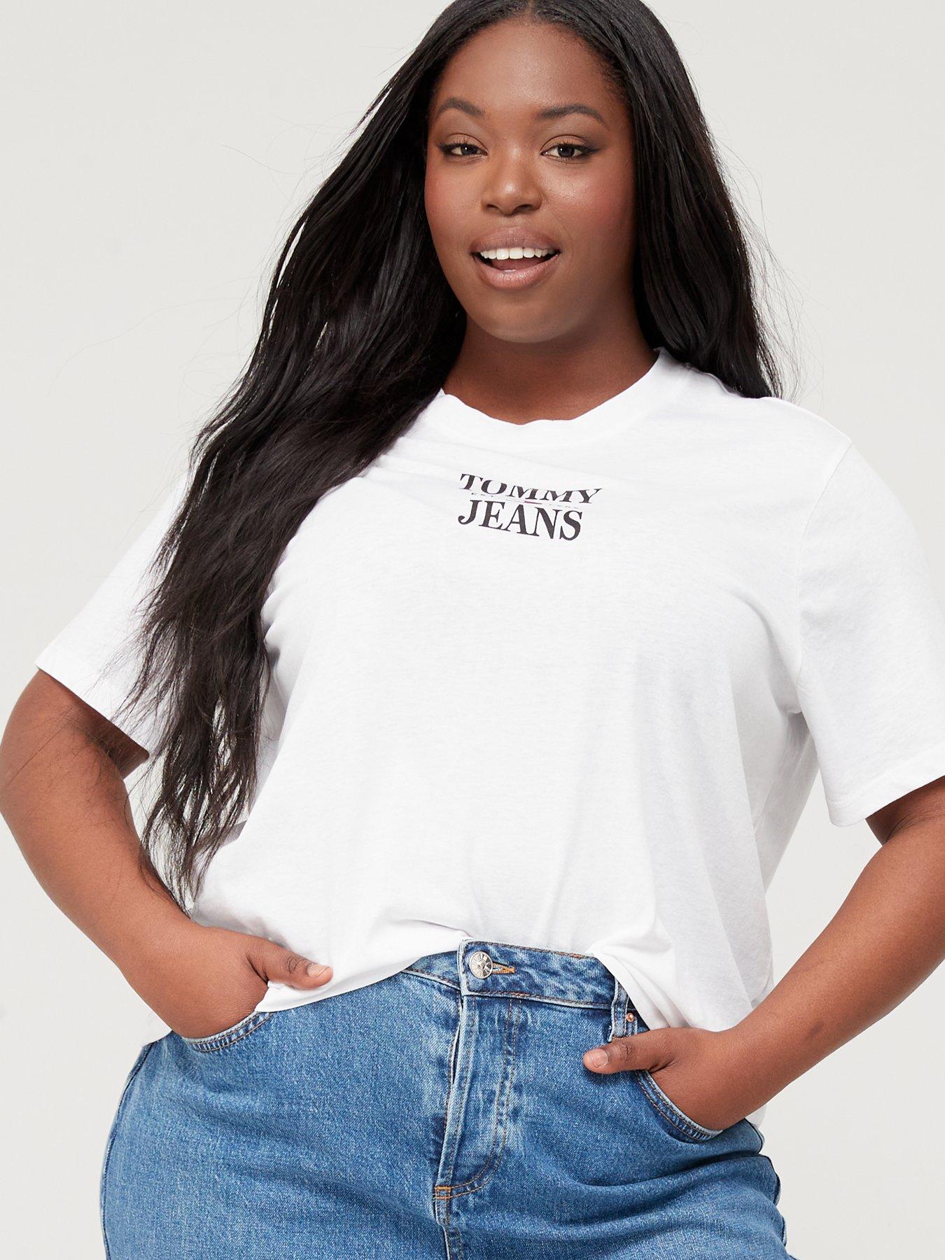 Tommy Hilfiger Denim Tommy Jeans Tjw Regular Jersey C Neck T-shirt in White Womens Tops Tommy Hilfiger Tops Save 21% 