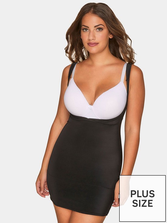 front image of yours-under-bra-smoothing-slip-black