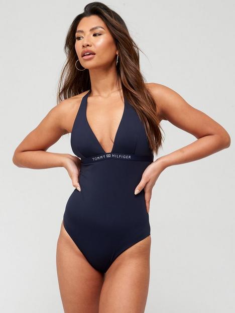 tommy-hilfiger-core-solid-logo-halter-one-piece-swimsuit-navy