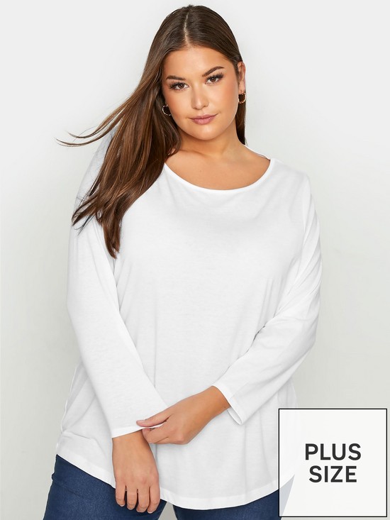 front image of yours-long-sleeve-scoop-neck-t-shirt-white