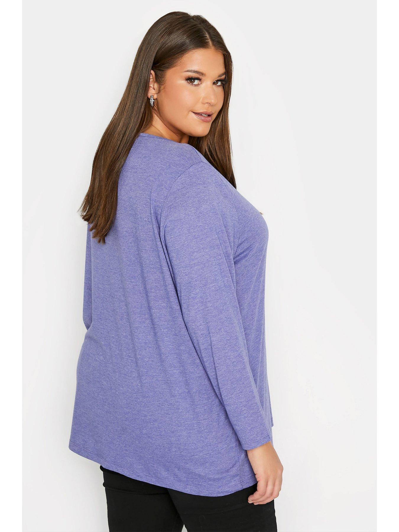  Yours Long Sleeve Scoop Neck T-Shirt - Blue