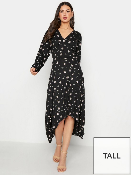 front image of long-tall-sally-ditsy-floral-hanky-hem-dress