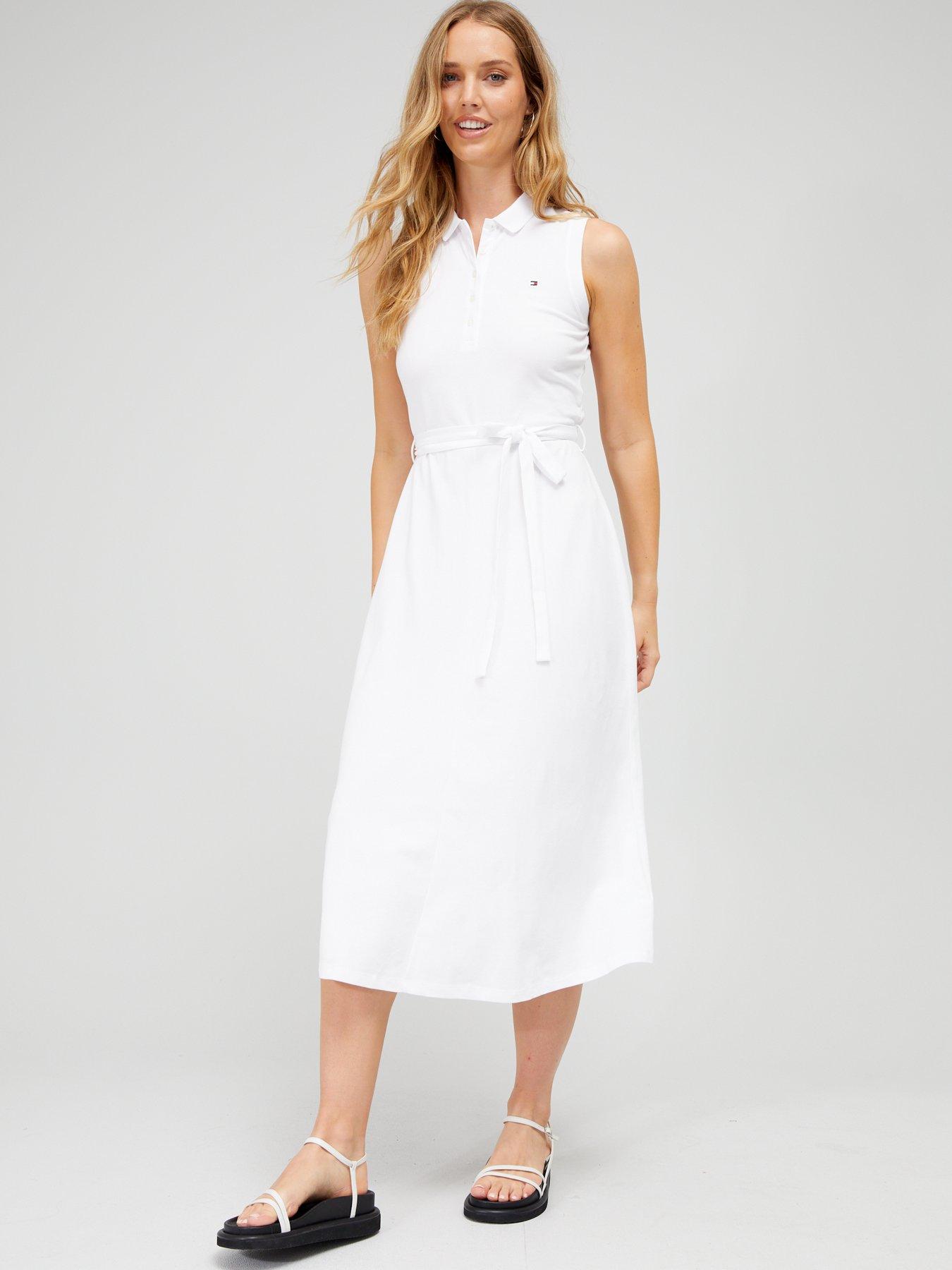 Tommy Hilfiger Flare Polo Dress - White | very.co.uk