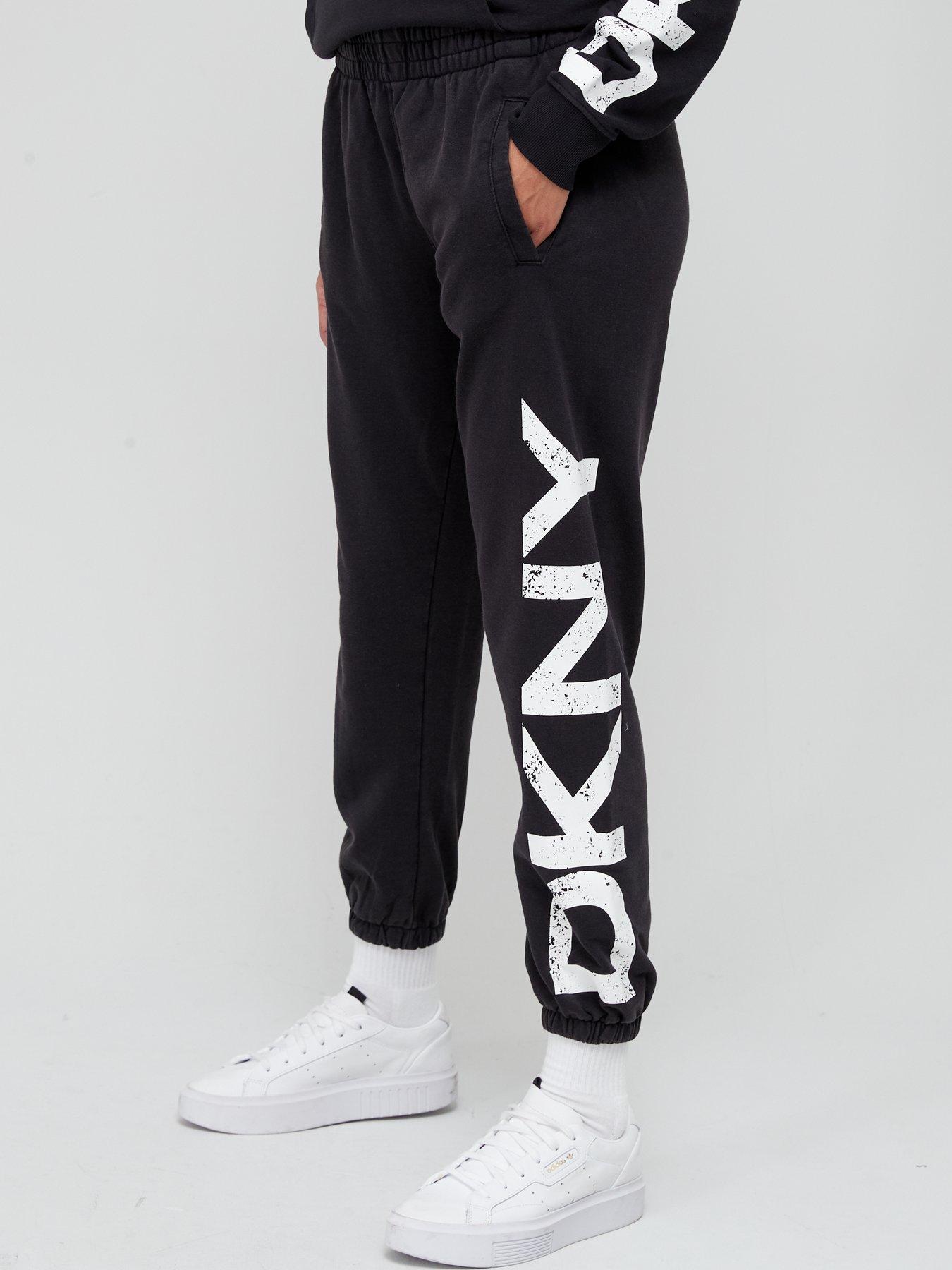 Women Distressed Logo High Rise Relaxed Jogger - Black