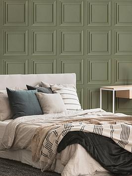 Product photograph of Fresco Wood Panel Sage Green Wallpaper from very.co.uk