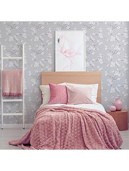 Product photograph of Fresco Apple Blossom Grey Pink Wallpaper from very.co.uk