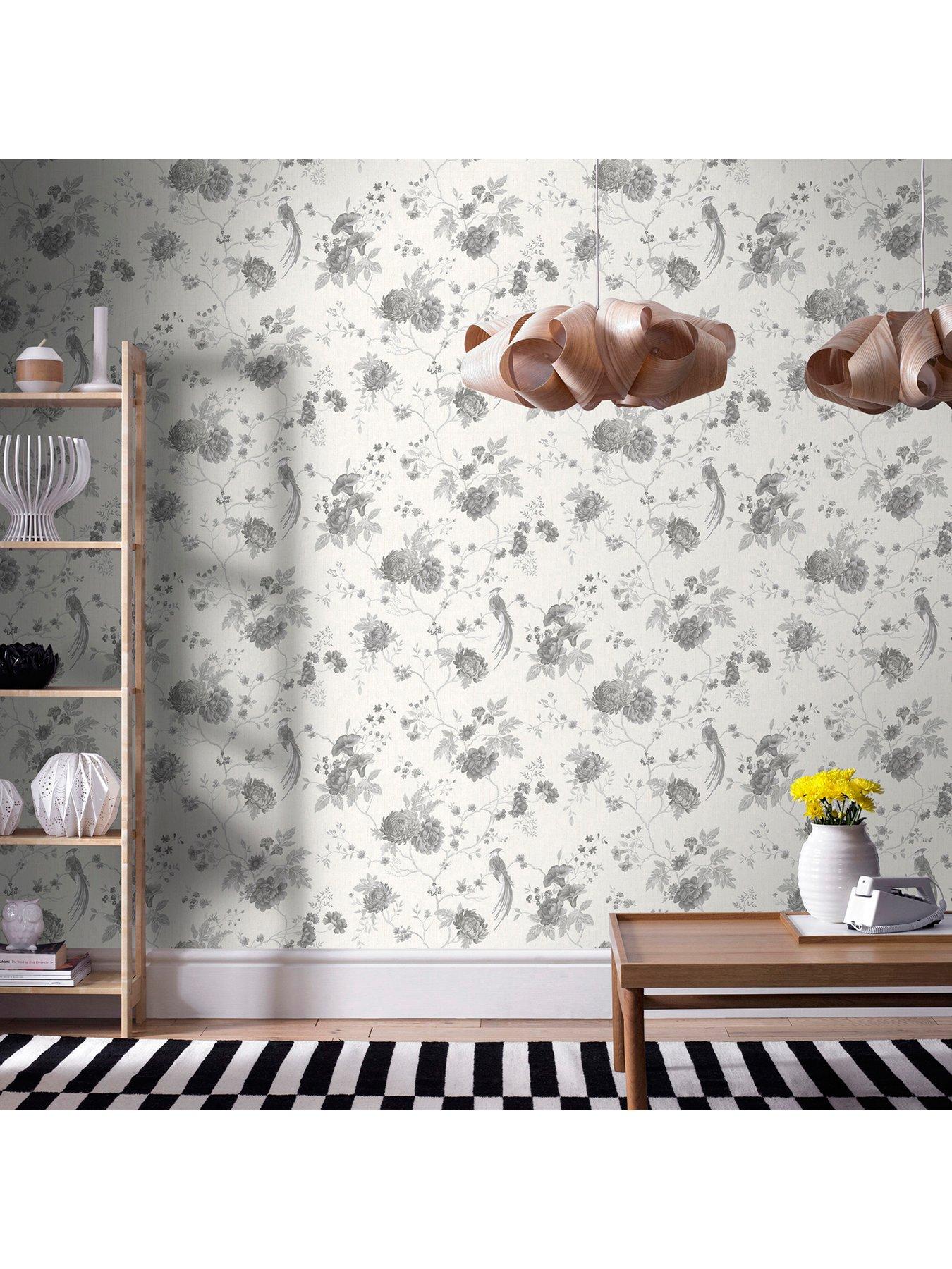 Product photograph of Julien Macdonald Exotica White Silver Designer Wallpaper from very.co.uk