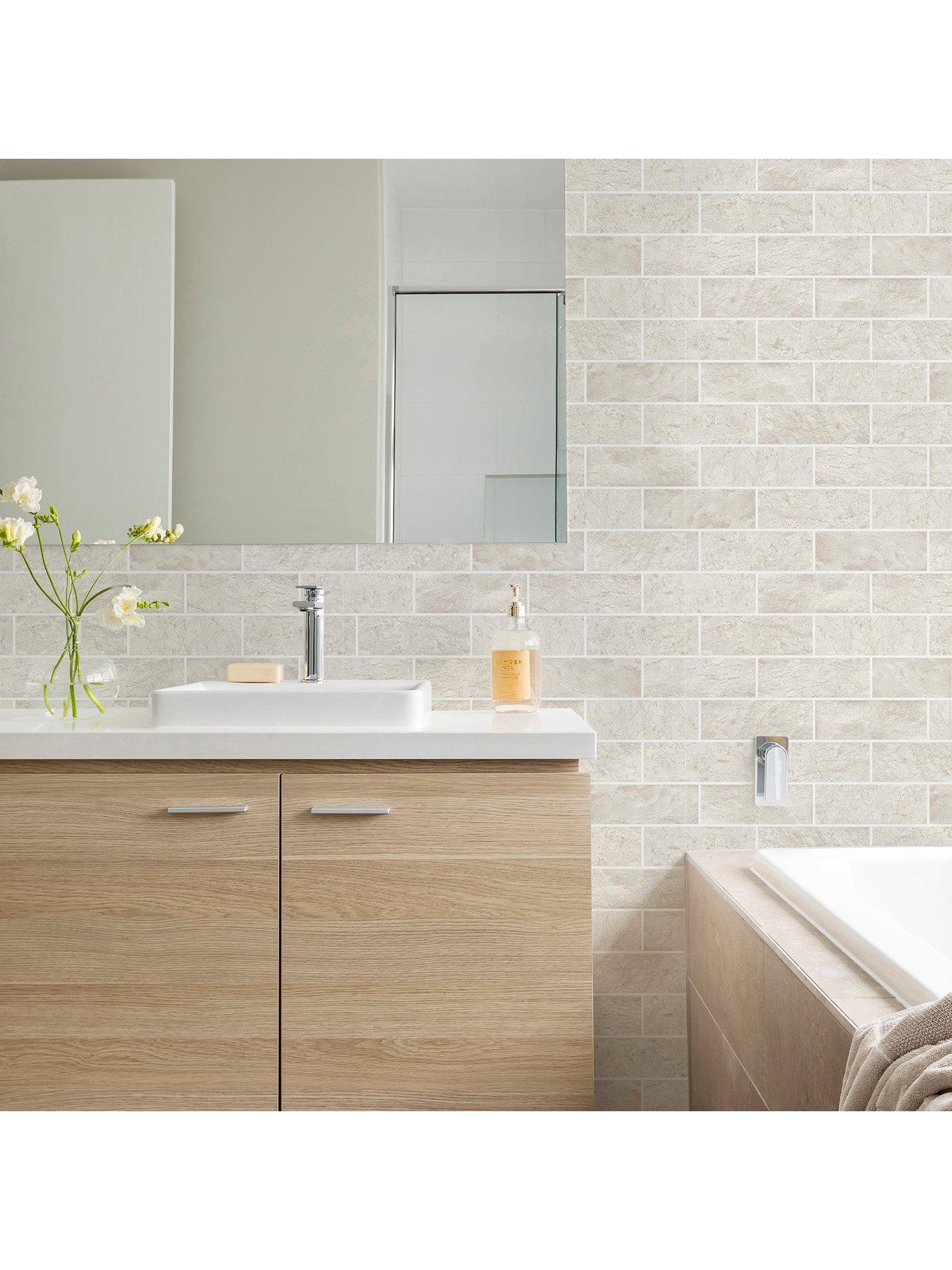 Contour Natural Tile Kitchen & Bathroom Wallpaper very.co.uk