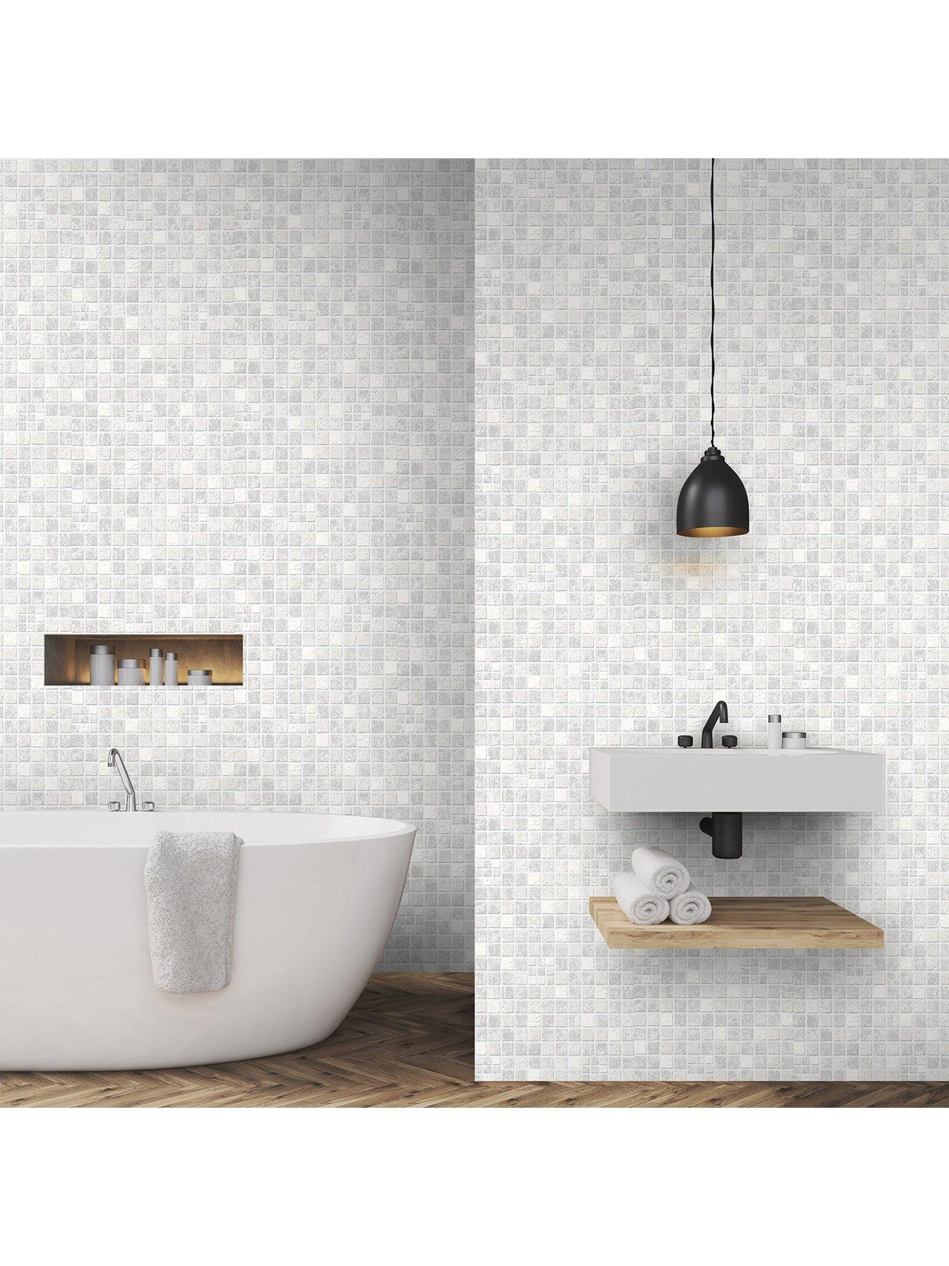 Contour Earthen Mid Grey Kitchen & Bathroom Wallpaper