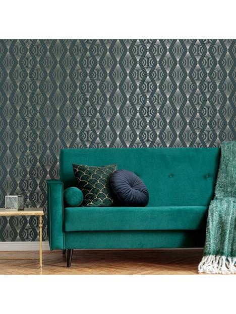 boutique-marquise-geo-emerald-wallpaper