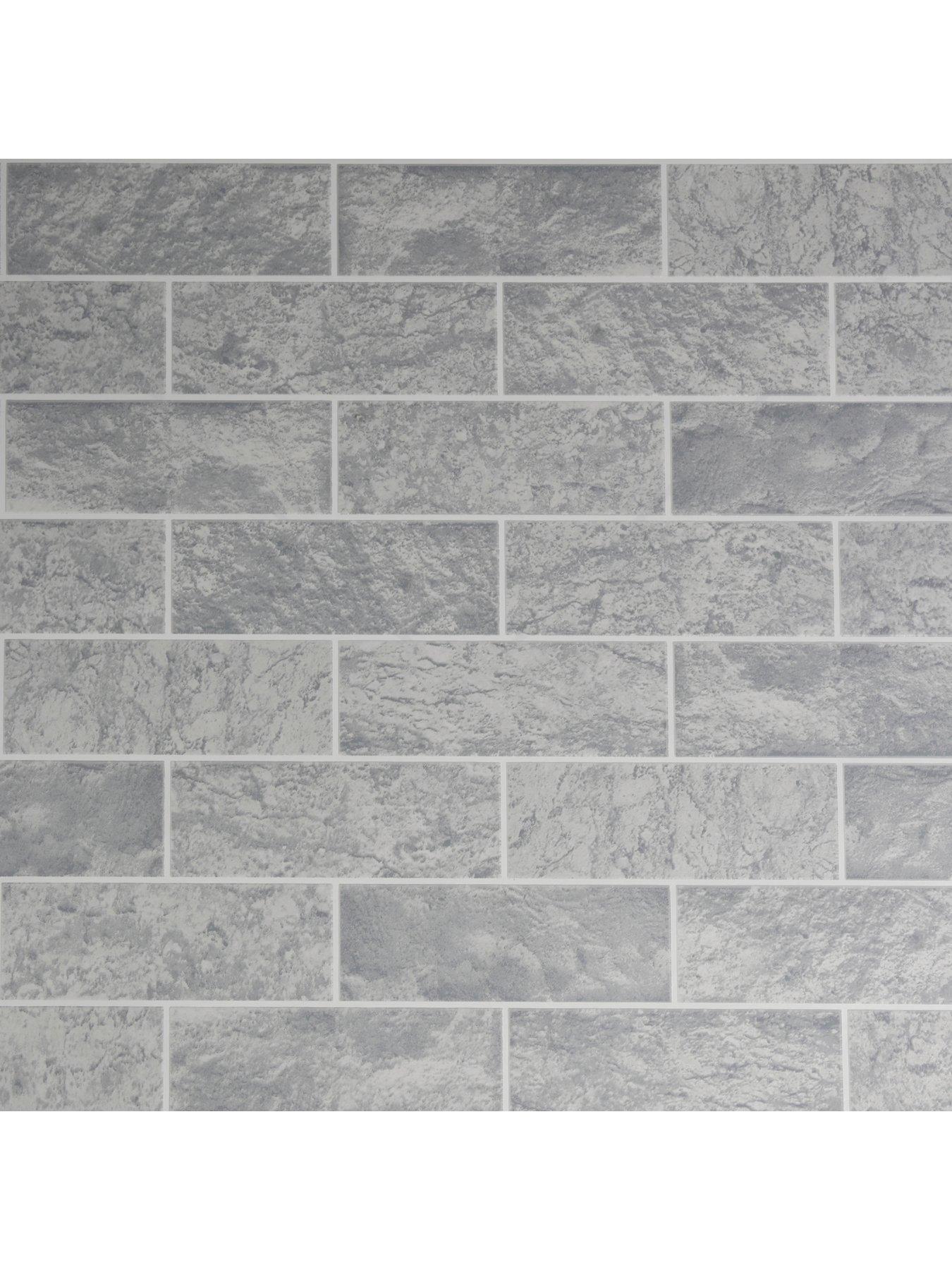 Image 3 of 3 of Contour Grey Tile Kitchen &amp; Bathroom Wallpaper