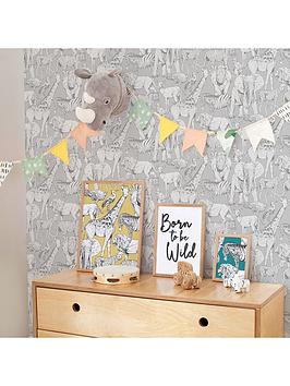 Product photograph of Superfresco Easy Jungle Animals Grey Wallpaper from very.co.uk