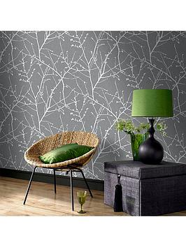 Product photograph of Superfresco Easy Innocence Charcoal Silver Wallpaper from very.co.uk