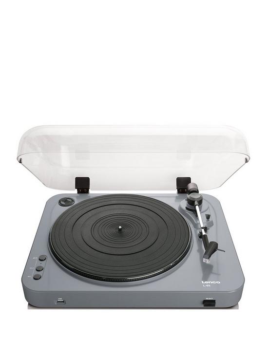 front image of lenco-l-85-grey-usb-turntable