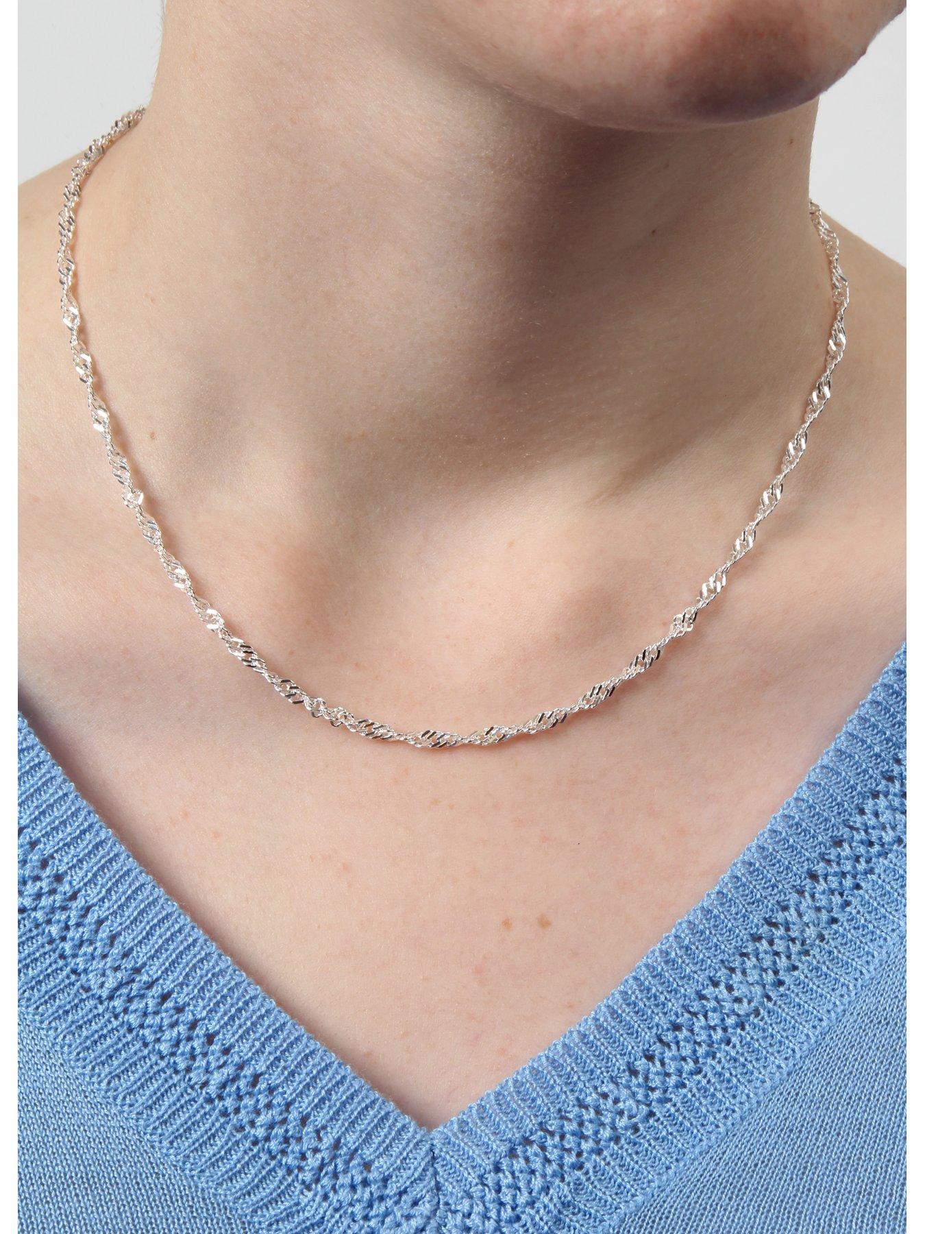 Image 2 of 5 of The Love Collection Sterling Silver Disco Twist Diamond Cut Adjustable Necklace