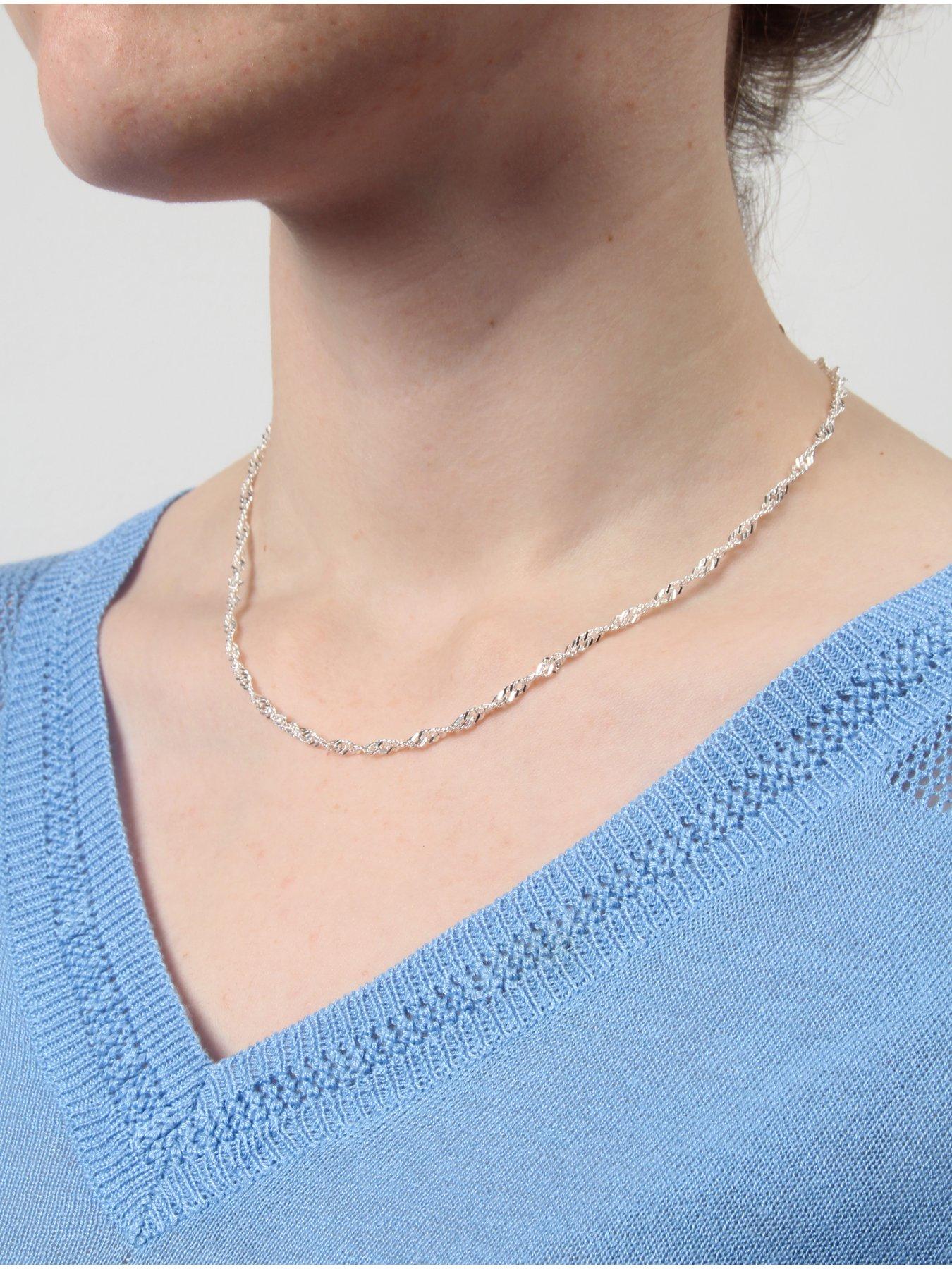 Image 3 of 5 of The Love Collection Sterling Silver Disco Twist Diamond Cut Adjustable Necklace