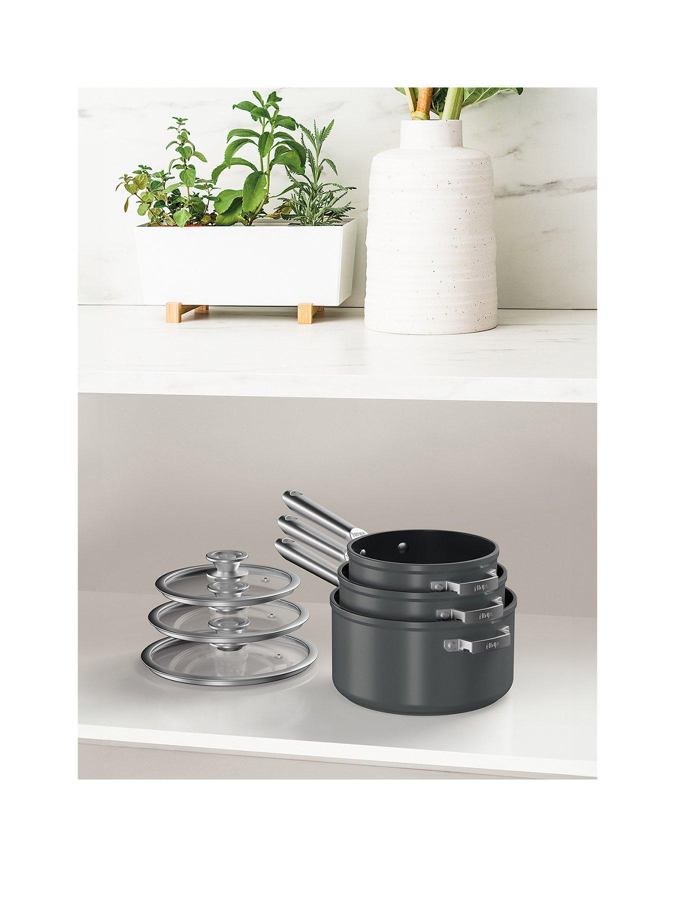 Image 1 of 4 of NINJA Foodi ZEROSTICK Stackable 3 Piece set - 16/18/20cm Saucepans, non stick - C53000UK