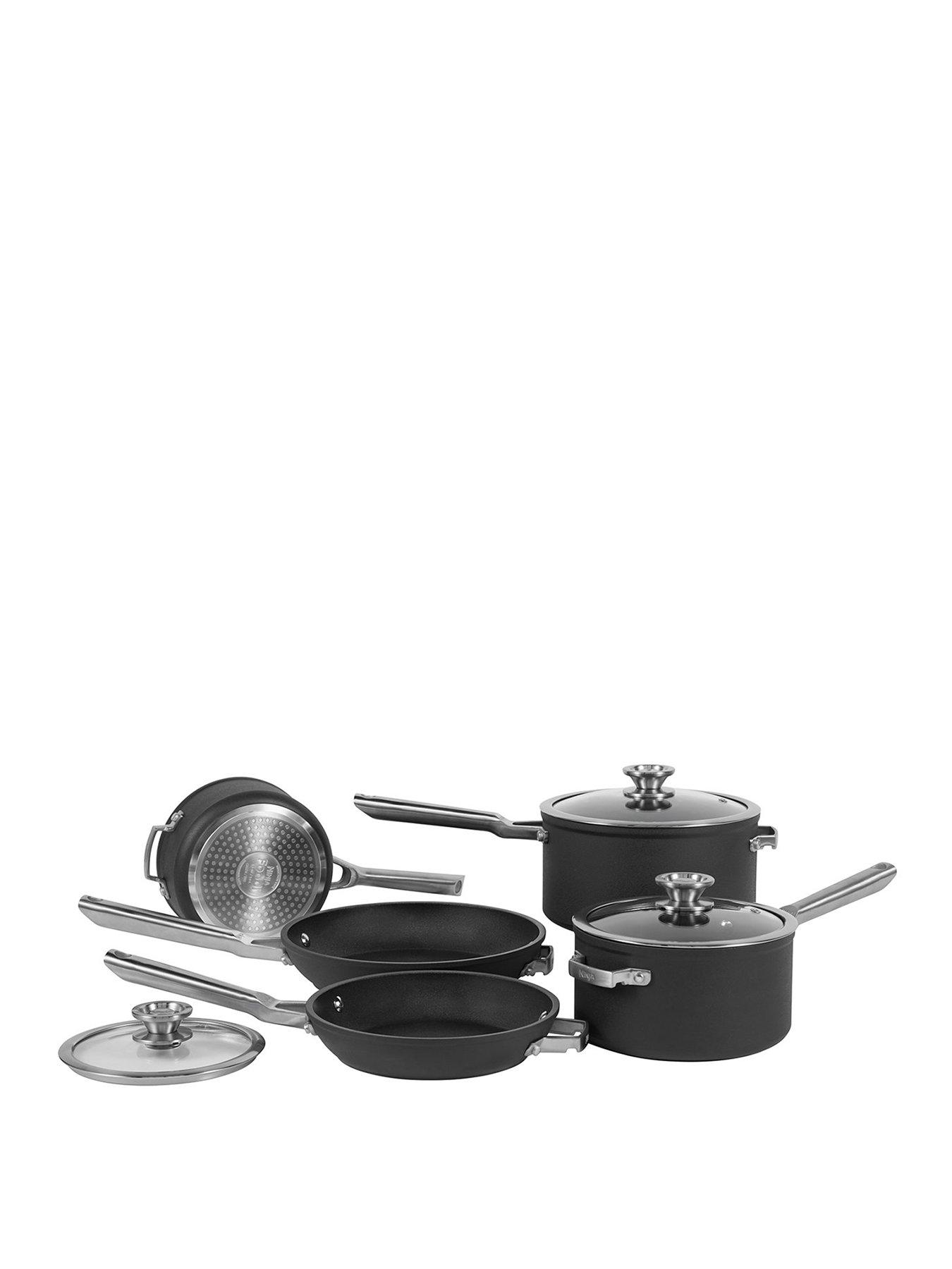NINJA Foodi ZEROSTICK Stackable 5 Piece set - 16cm Milk, 16/18/20cm Saucepans  &  24cm Frying Pan, non stick - C55000UK
