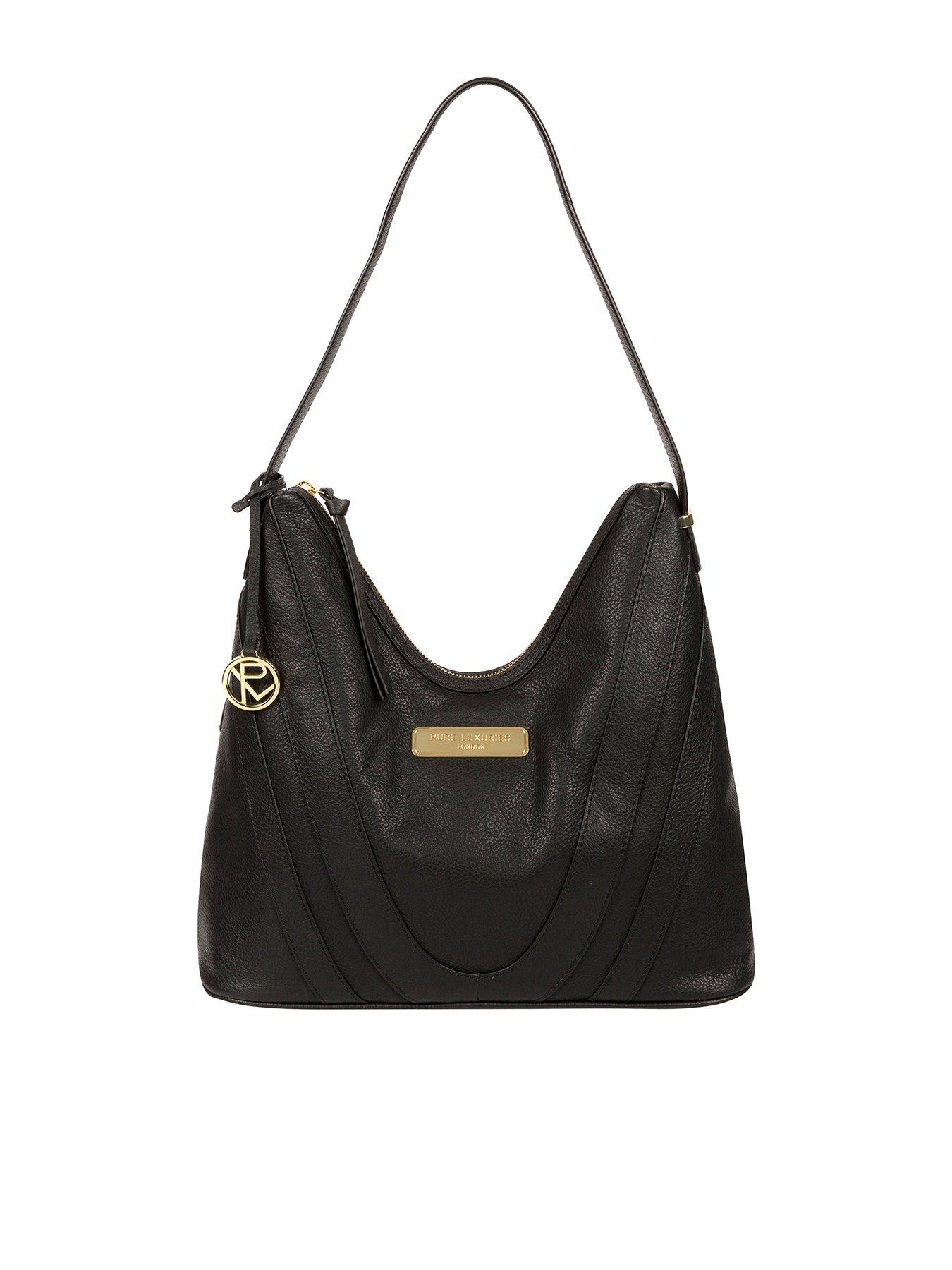 Women Felicity Leather Zip Top Shoulder Bag - Black