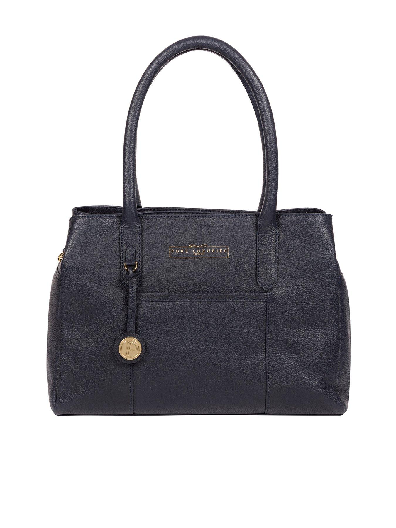 Women Chatham Leather Zip Top Handbag - Navy
