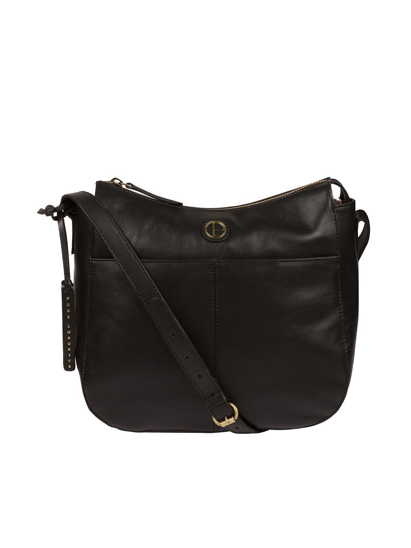 Bags & Purses Farlow Vintage Leather Zip Top Shoulder Bag - Black