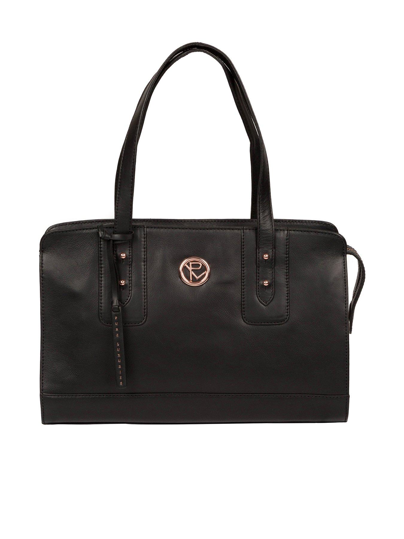  Klee Leather Zip Top Handbag - Black