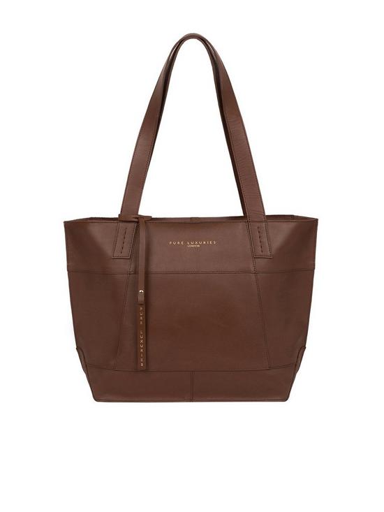 front image of pure-luxuries-london-portslade-leather-zip-top-tote-bag-ombreacutenbspchestnut
