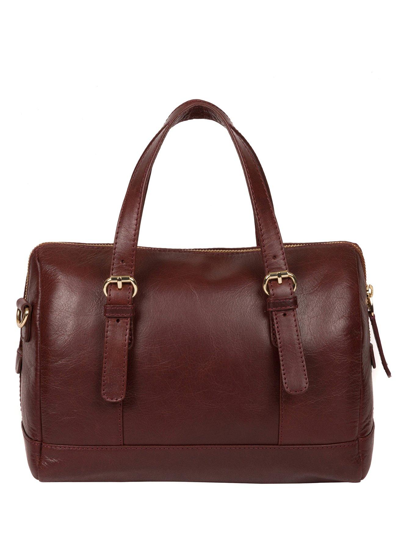  Iris Leather Zip Top Handbag - Chestnut