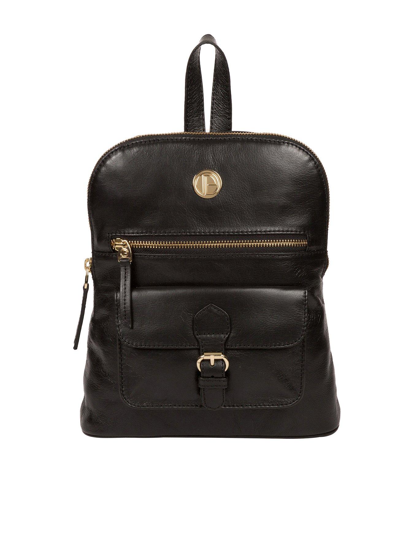  Zinnia Leather Zip-Round Backpack - Black