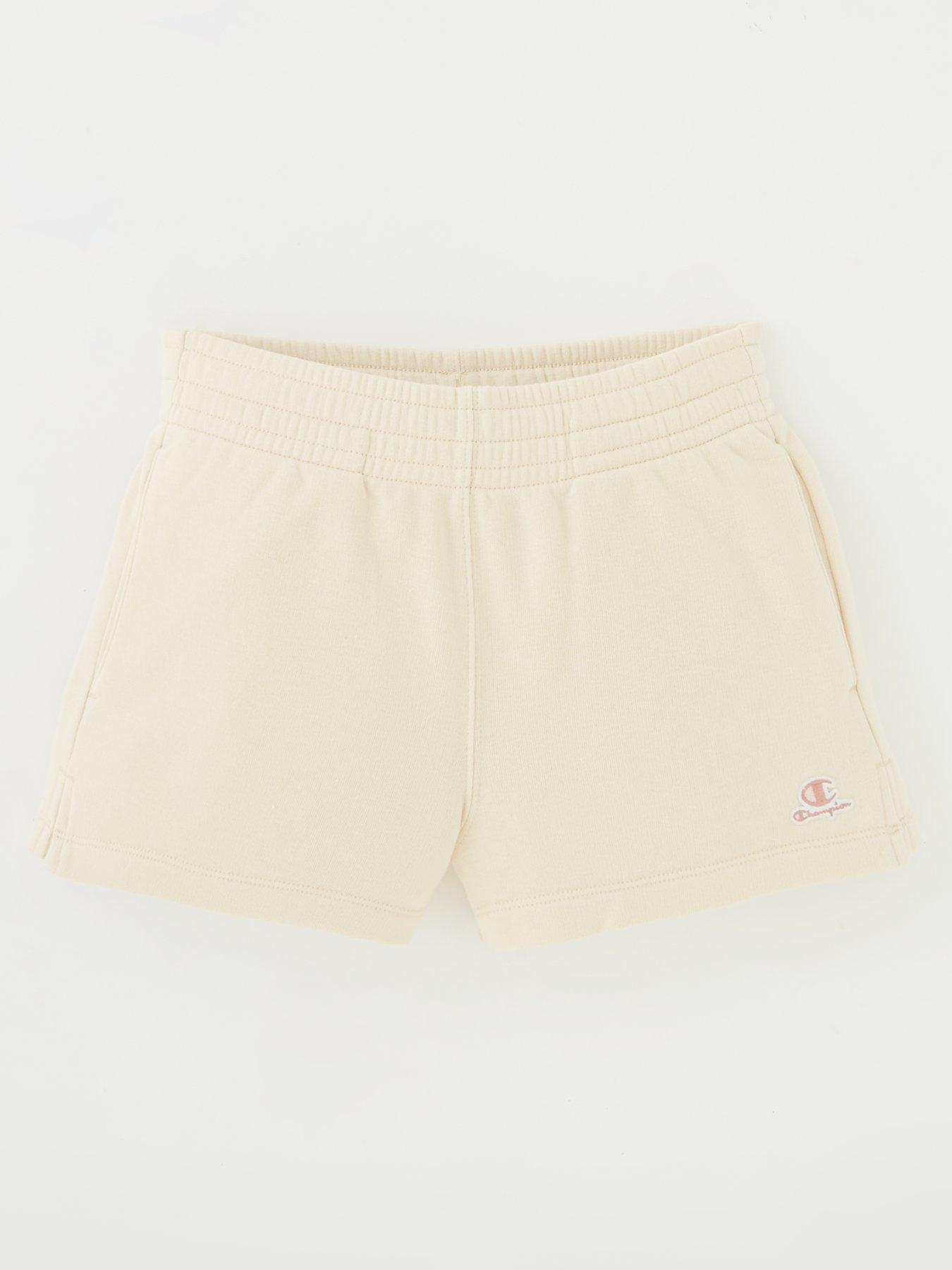 champion-junior-girls-small-logo-shorts-sand