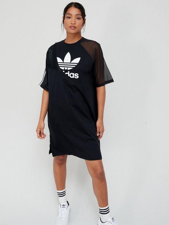 front image of adidas-originals-bold-t-shirt-dress-black