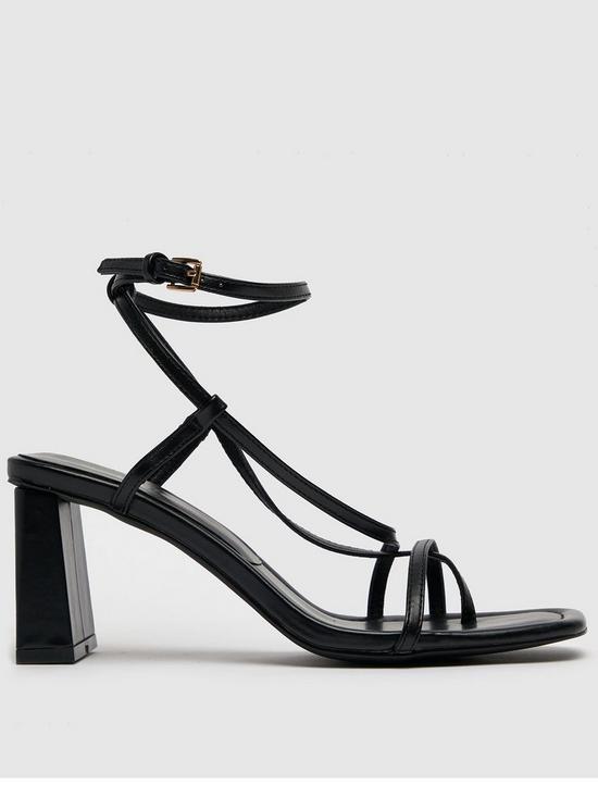 front image of schuh-storm-strappy-heeled-sandal-black