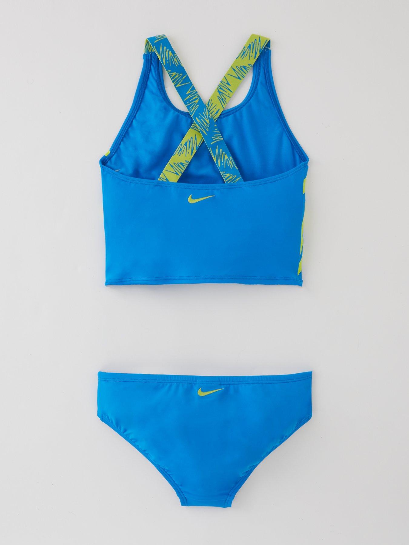 Nike Script Logo Crossback Midkini Set - Blue | very.co.uk