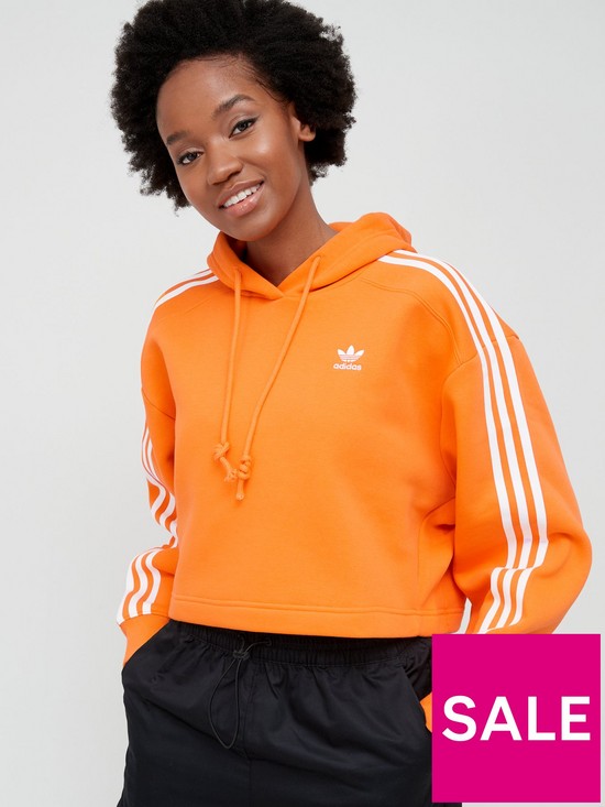 front image of adidas-originals-short-hoodie-orange