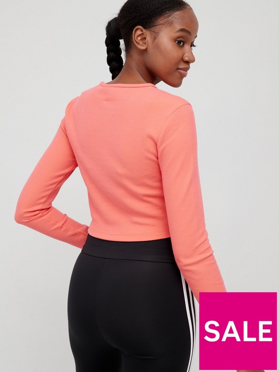 stillFront image of adidas-originals-utility-rev-cropped-long-sleeve-top-coral