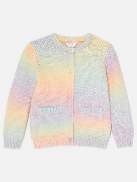 front image of accessorize-girls-rainbow-ombre-cardigan-multi