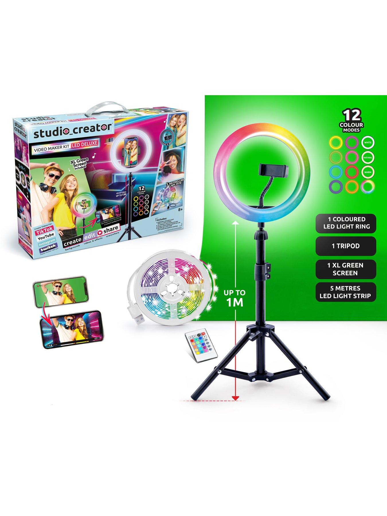 Studio Creator 360 Video Maker Kit, Green Screen and Tripod, Face and  Motion Tracker, 10 Light Ring