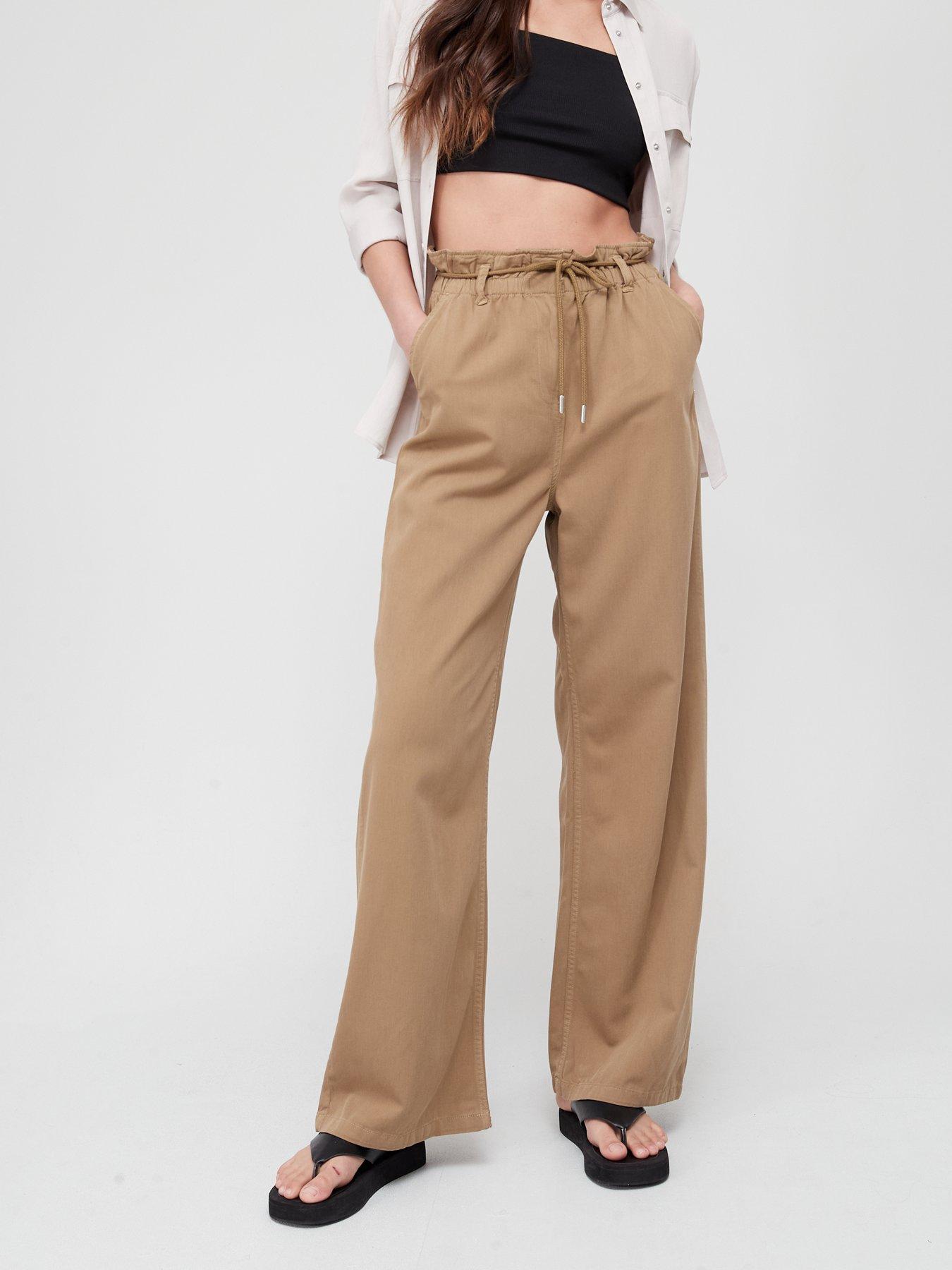 V by Very Paperbag Waist Wide Leg Trouser Sepia Very