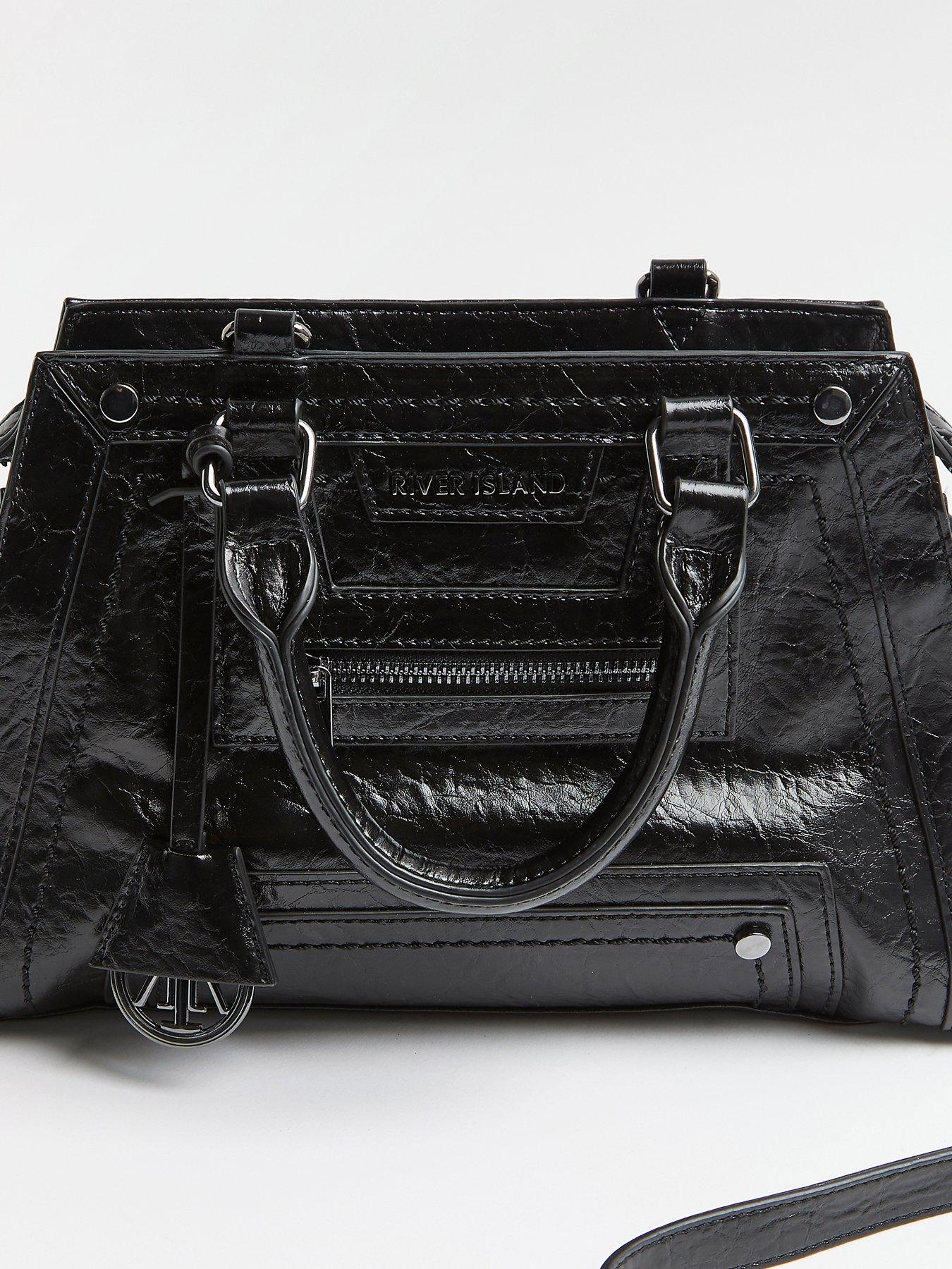  Zip Front Tote Bag - Black