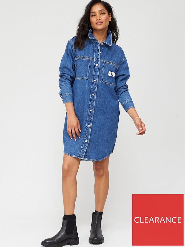 Calvin Klein Jeans Utility Shirt Dress - Blue 