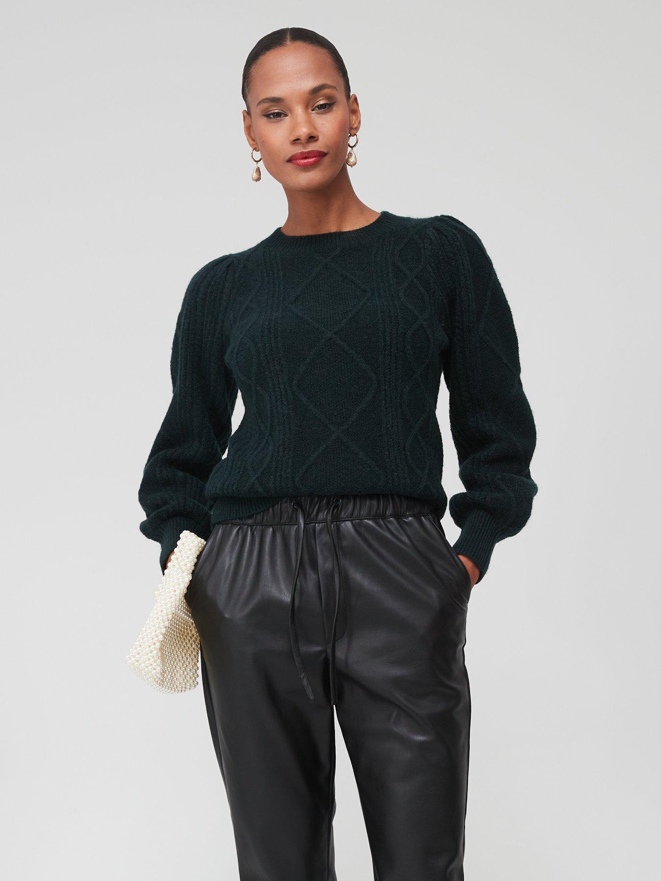 dark green fine knit jumper