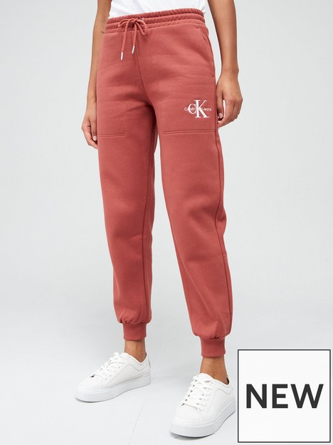 calvin-klein-jeans-monogram-cuffed-jog-pants-red