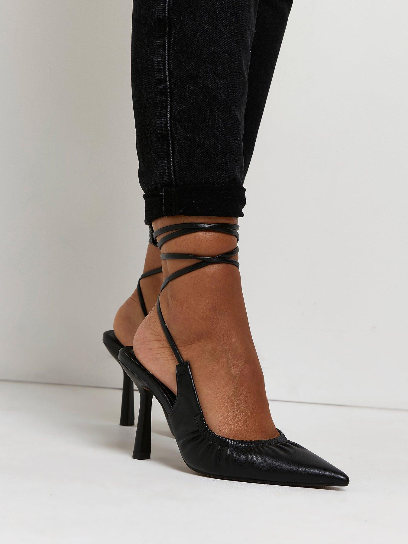 Women Tie Up Court Shoe - Black
