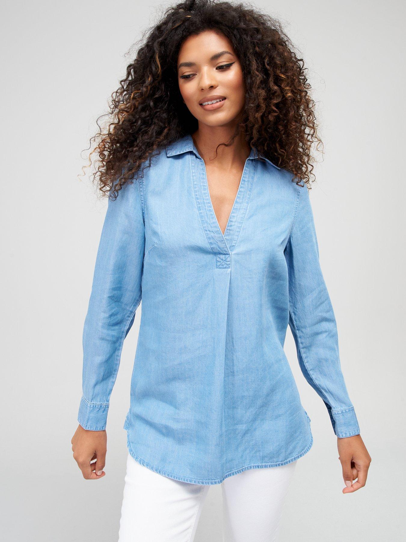 pullover denim shirt womens