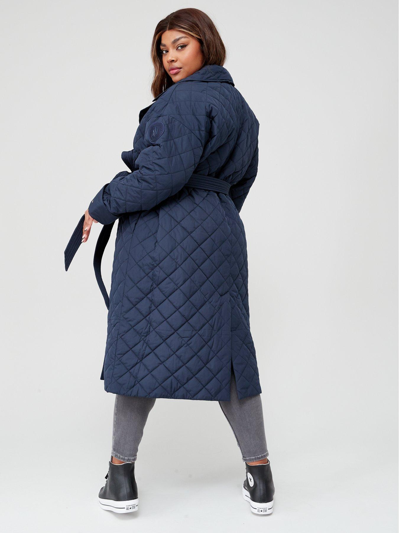 - Curve Blue Quilted Relaxed Coat Hilfiger Tommy Sorona Trench
