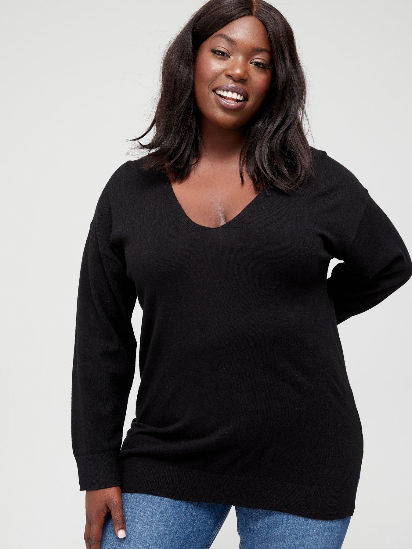 long black v neck jumper